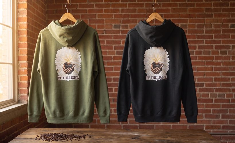 Light and Brew hoodies in army green and black